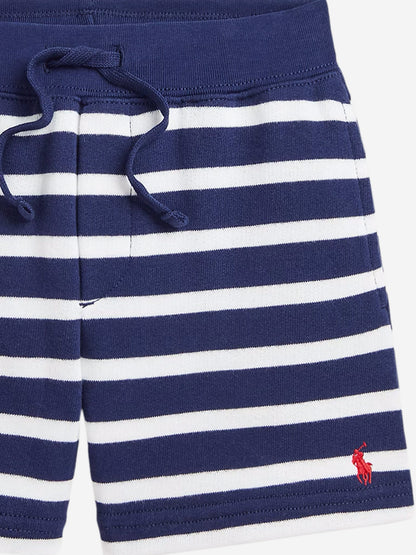 Boys Striped Logo Shorts in Navy