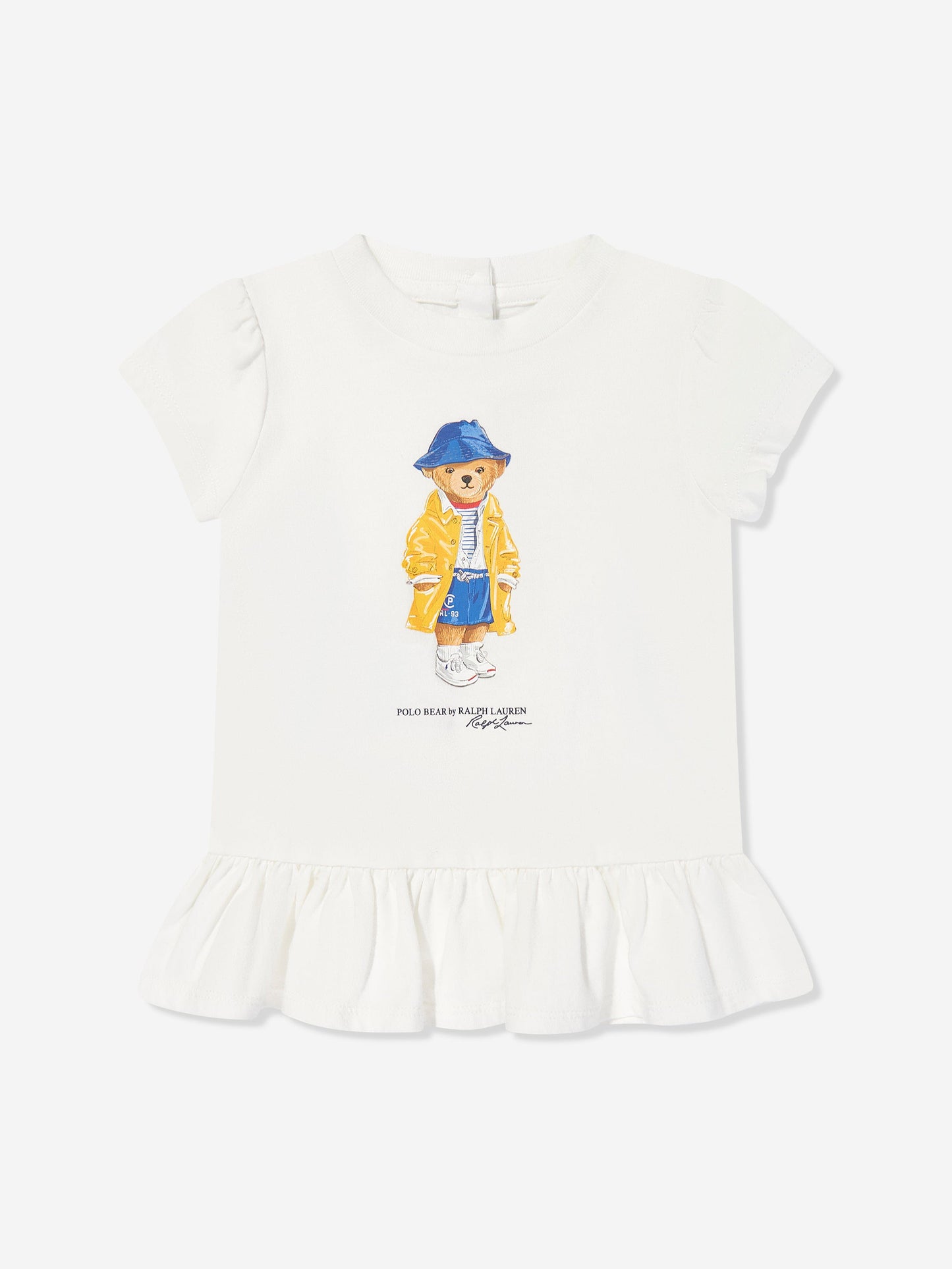 Ralph Lauren Baby Girls Polo Bear Peplum T-Shirt in White