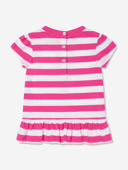 Baby Girls Striped Polo Bear T-Shirt in Pink