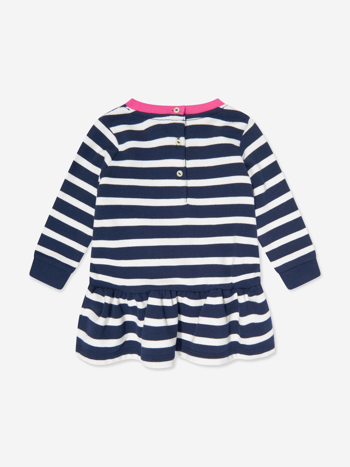 Baby Girls Striped Polo Bear Dress in Navy