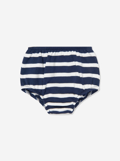 Baby Girls Striped Polo Bear Dress in Navy