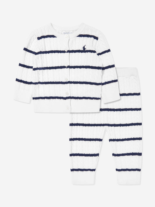Baby Striped Leggings Set in Navy