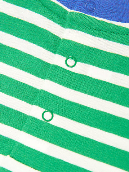 Baby Boys Striped Logo Romper in Green