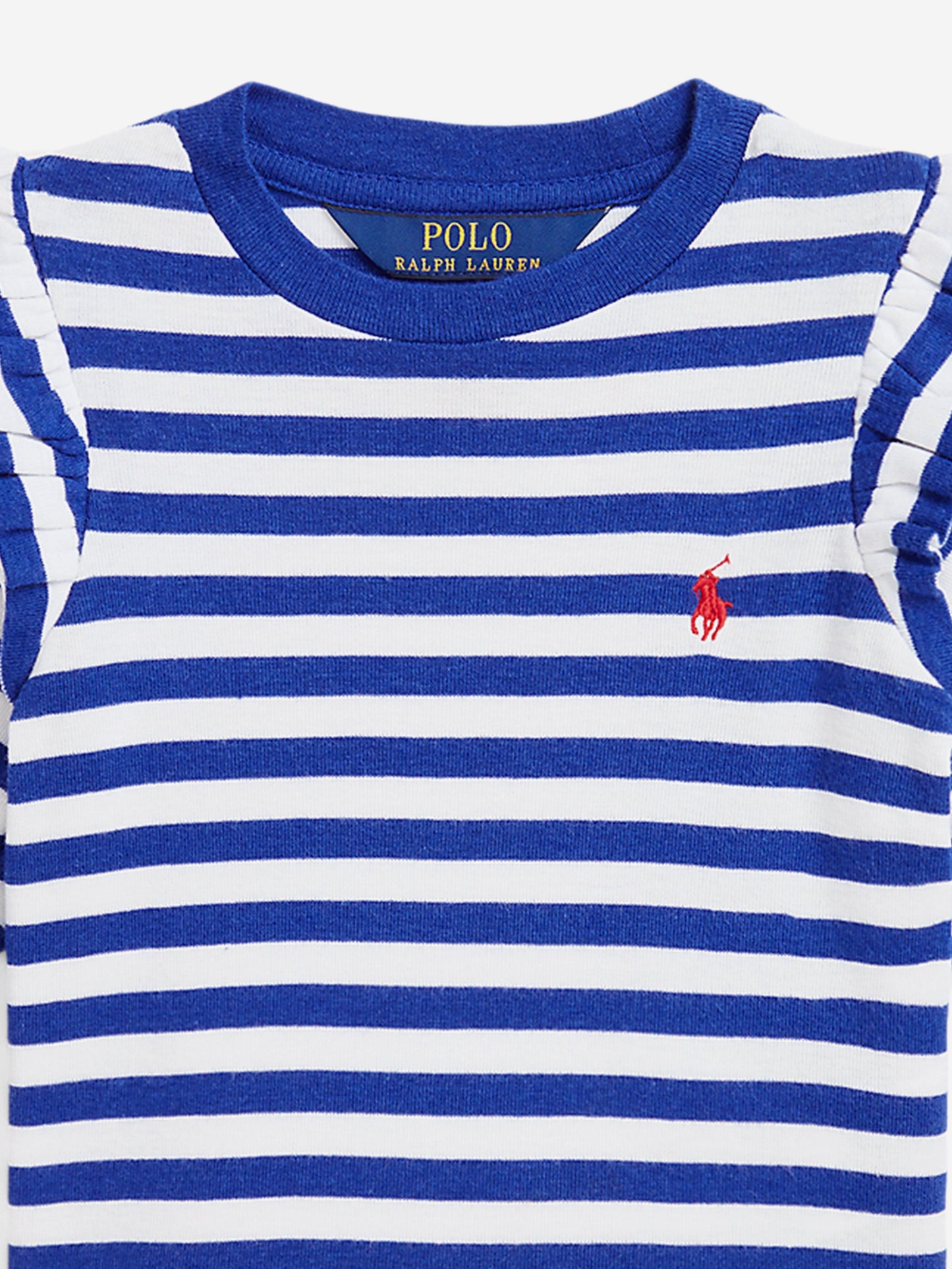 Girls Striped Ruffle Top in Blue