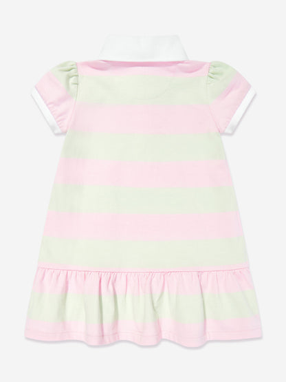 Baby Girls Striped Rugby Dress With Bloomers in Pink