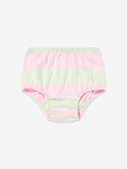 Baby Girls Striped Rugby Dress With Bloomers in Pink