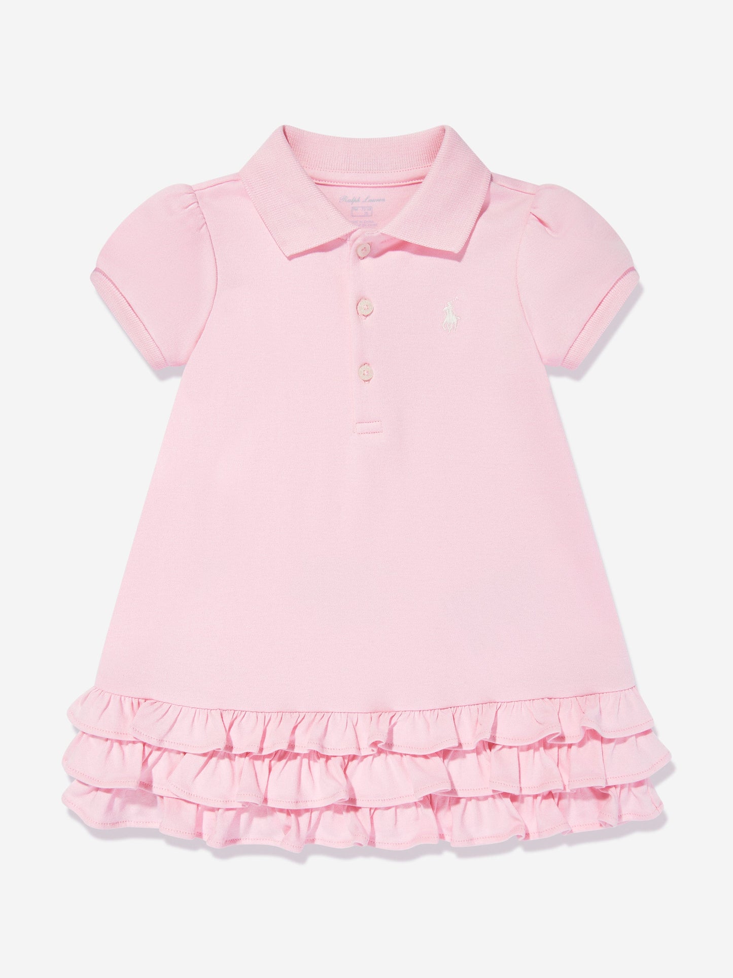 Baby Girls Ruffle Polo Dress With Bloomers in Pink