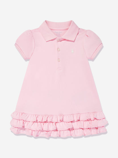 Baby Girls Ruffle Polo Dress With Bloomers in Pink
