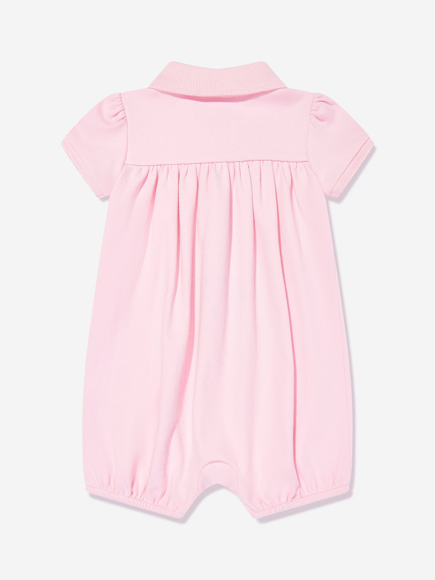 Baby Girls Polo Bubble Romper in Pink