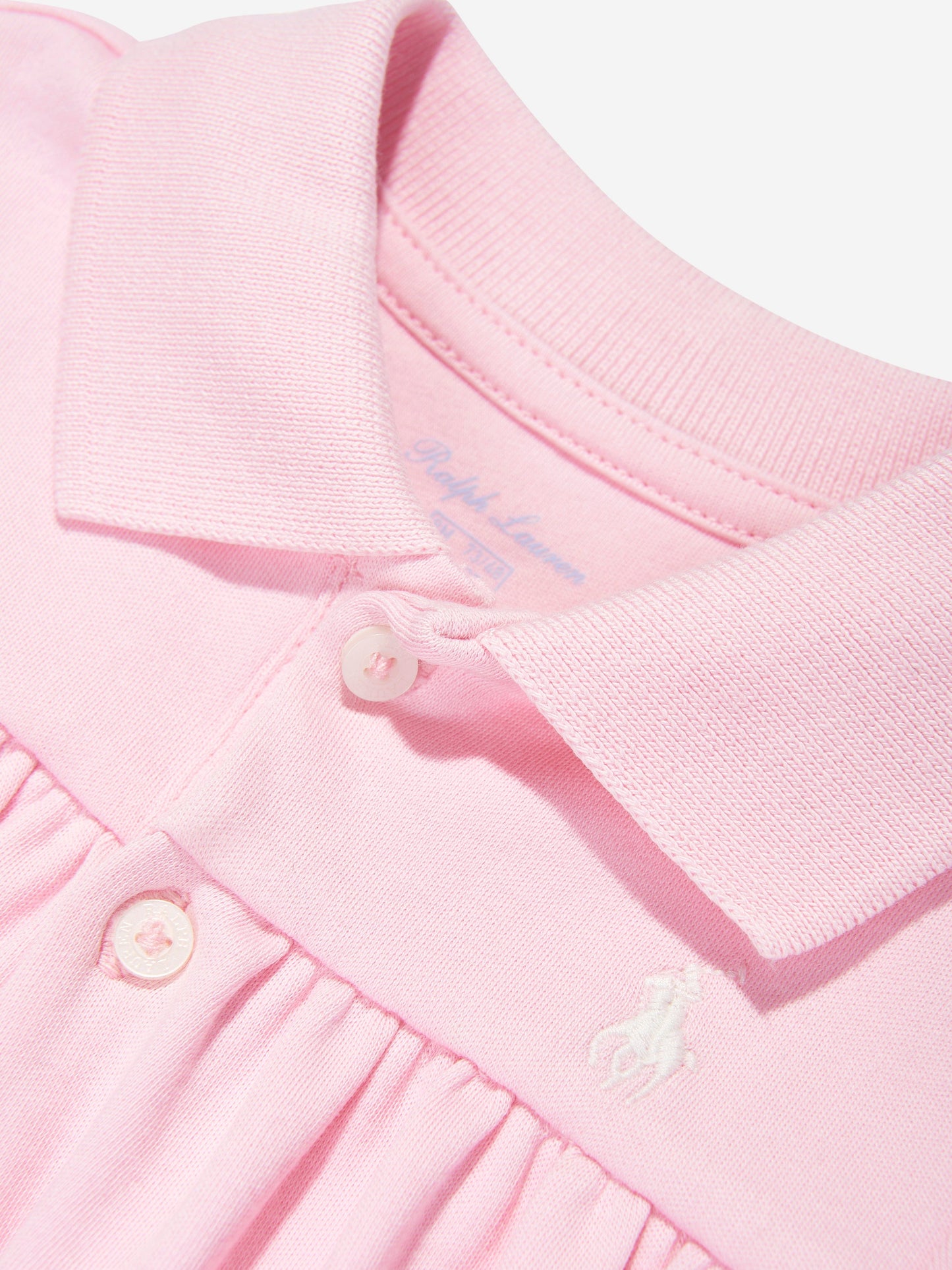 Baby Girls Polo Bubble Romper in Pink