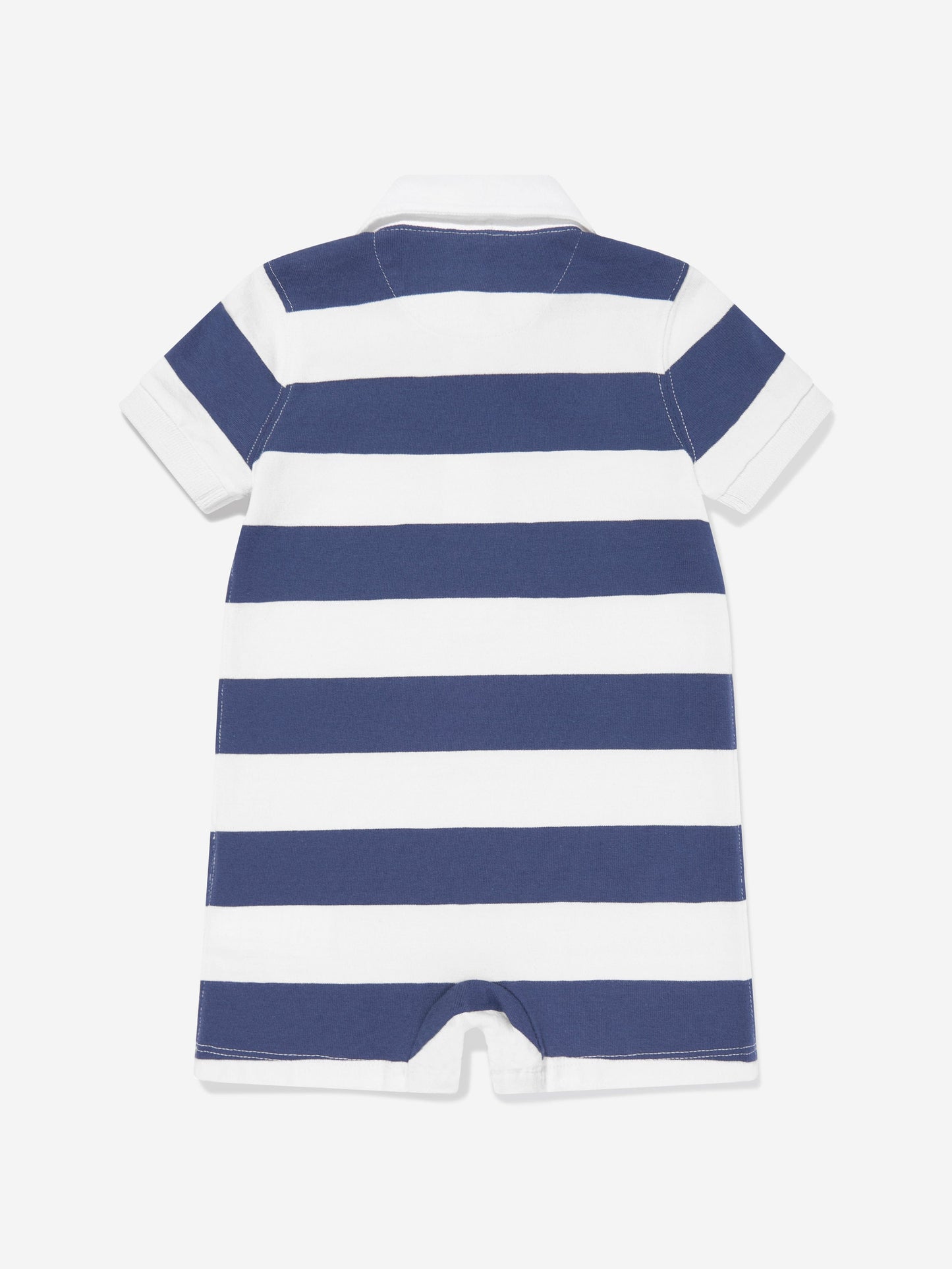 Baby Boys Striped Rugby Romper in Navy