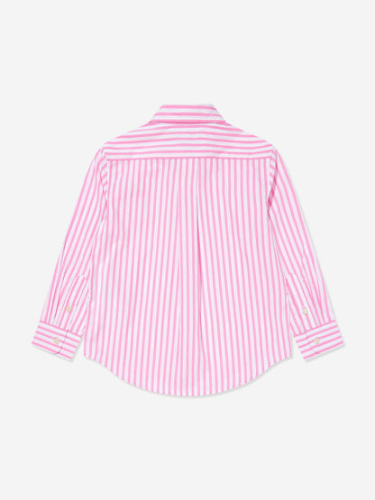 Boys Striped Logo Shirt in Pink