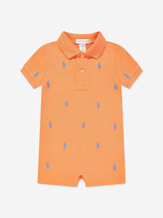 Baby Boys Logo Romper in Orange