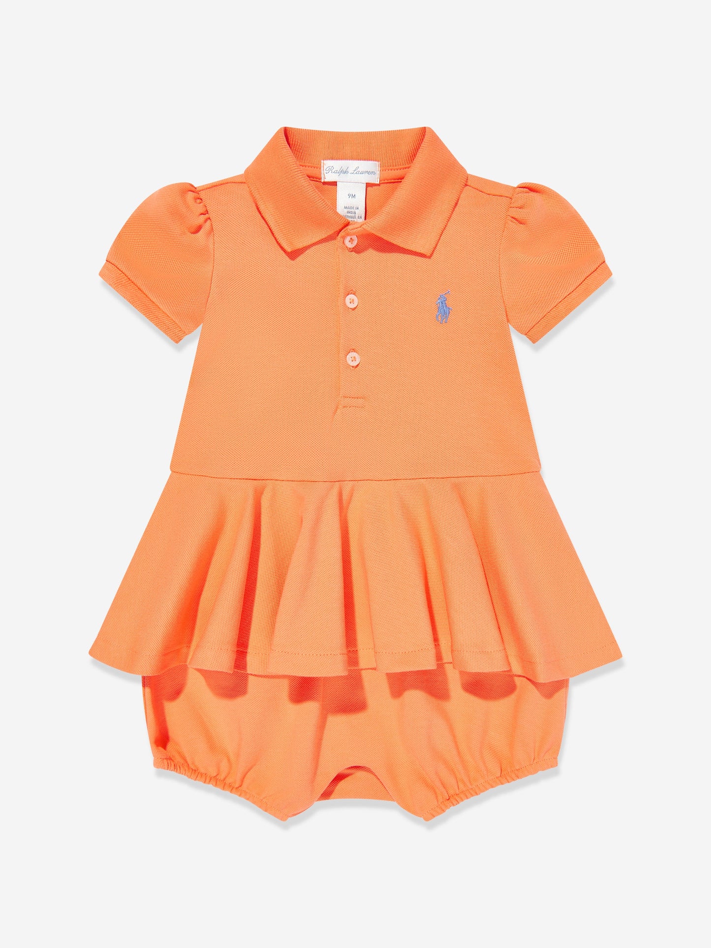 Baby Girls Peplum Romper in Orange