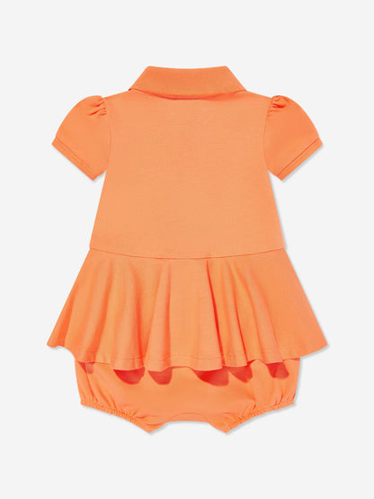 Baby Girls Peplum Romper in Orange