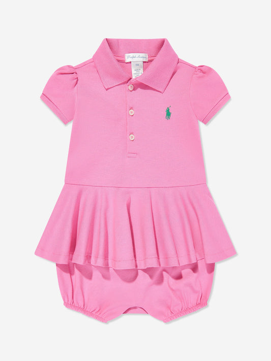 Baby Girls Peplum Romper in Pink