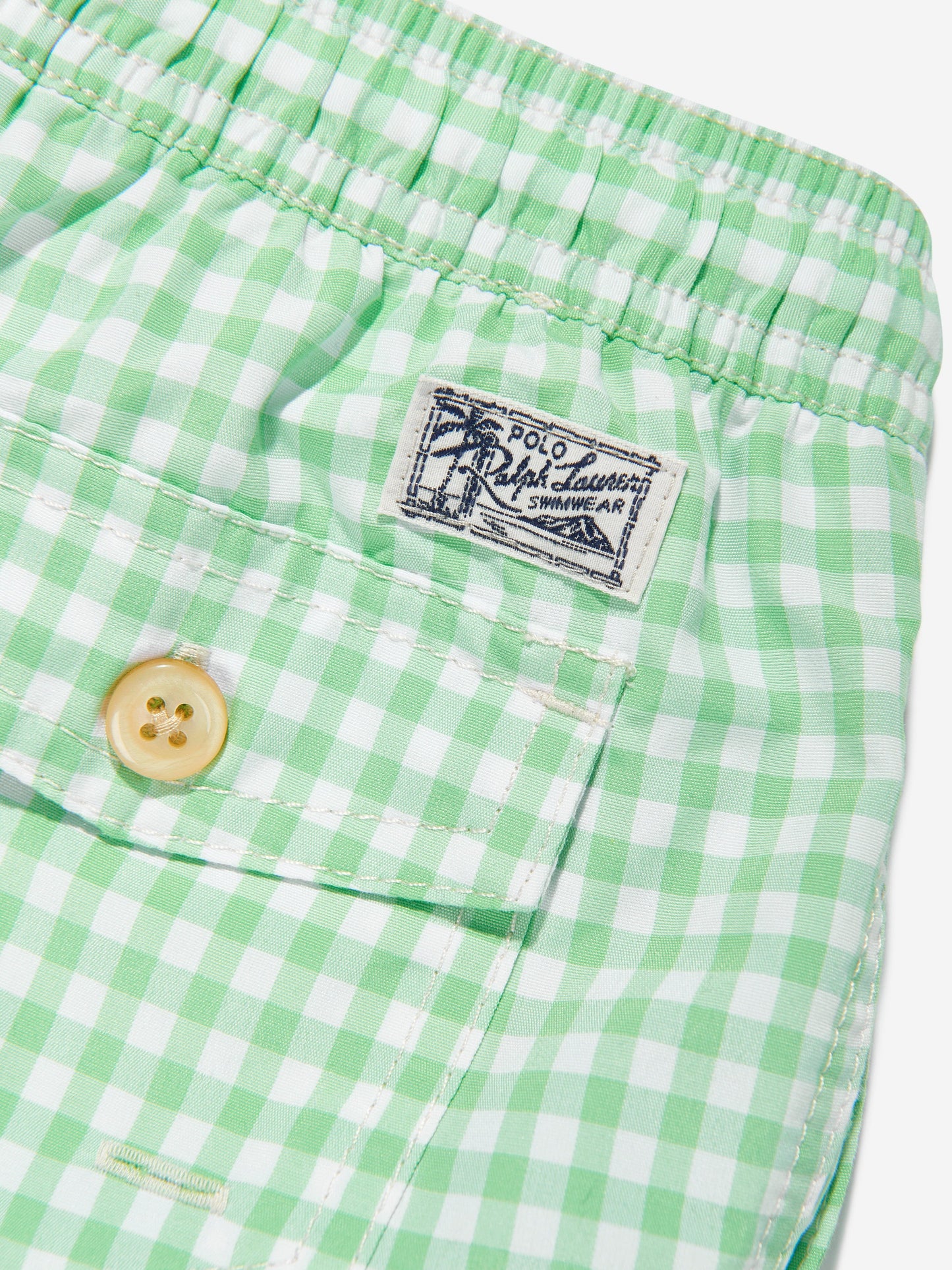 Boys Gingham Swim Shorts in Green