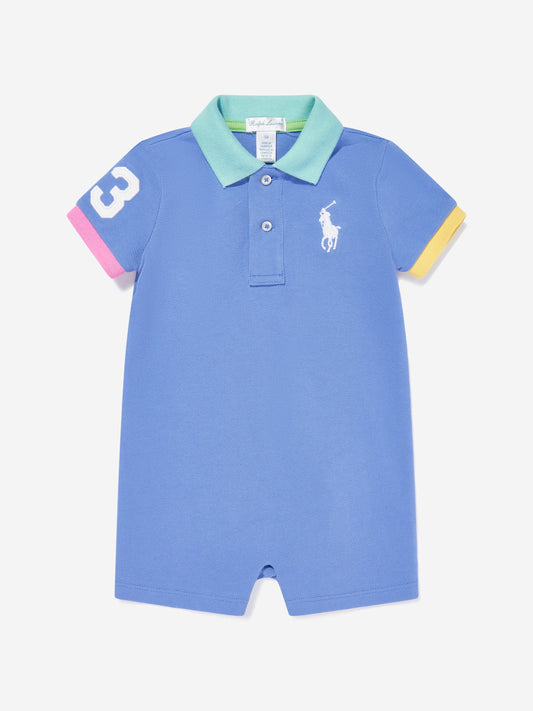 Baby Boys Polo Romper in Blue