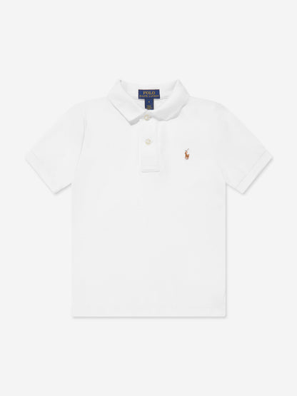 Boys Logo Polo Shirt in White