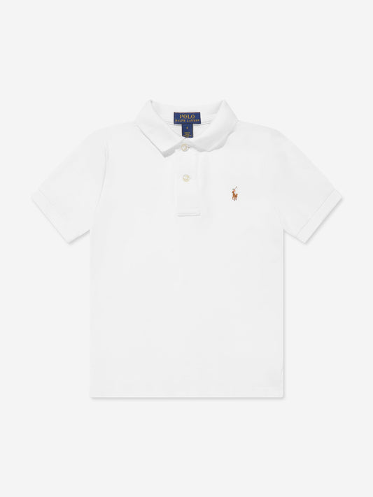 Boys Logo Polo Shirt in White