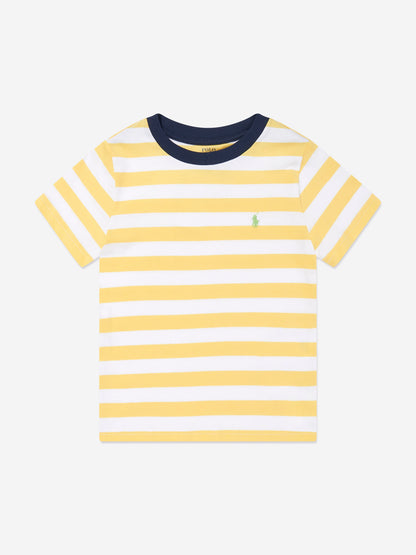 Boys Striped Logo T-Shirt in Yellow