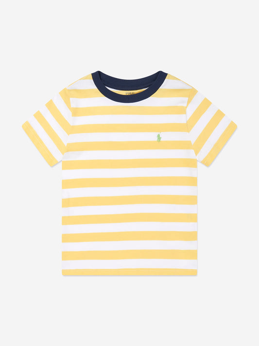 Boys Striped Logo T-Shirt in Yellow