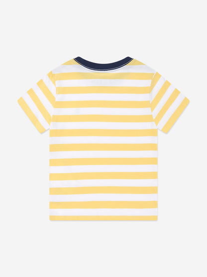 Boys Striped Logo T-Shirt in Yellow