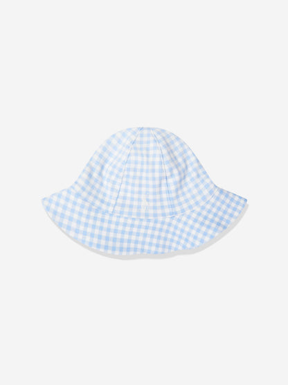 Ralph Lauren Baby Girls Gingham Short Set with Sun Hat in Blue