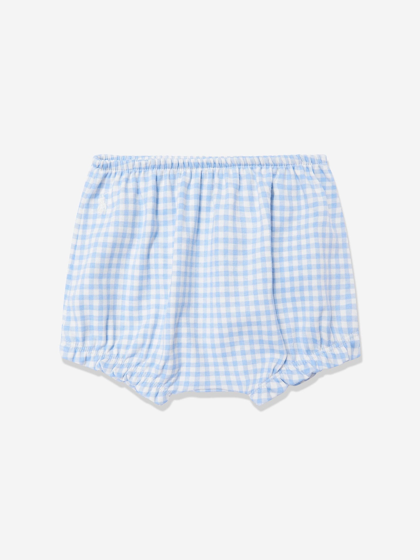 Ralph Lauren Baby Girls Gingham Short Set with Sun Hat in Blue
