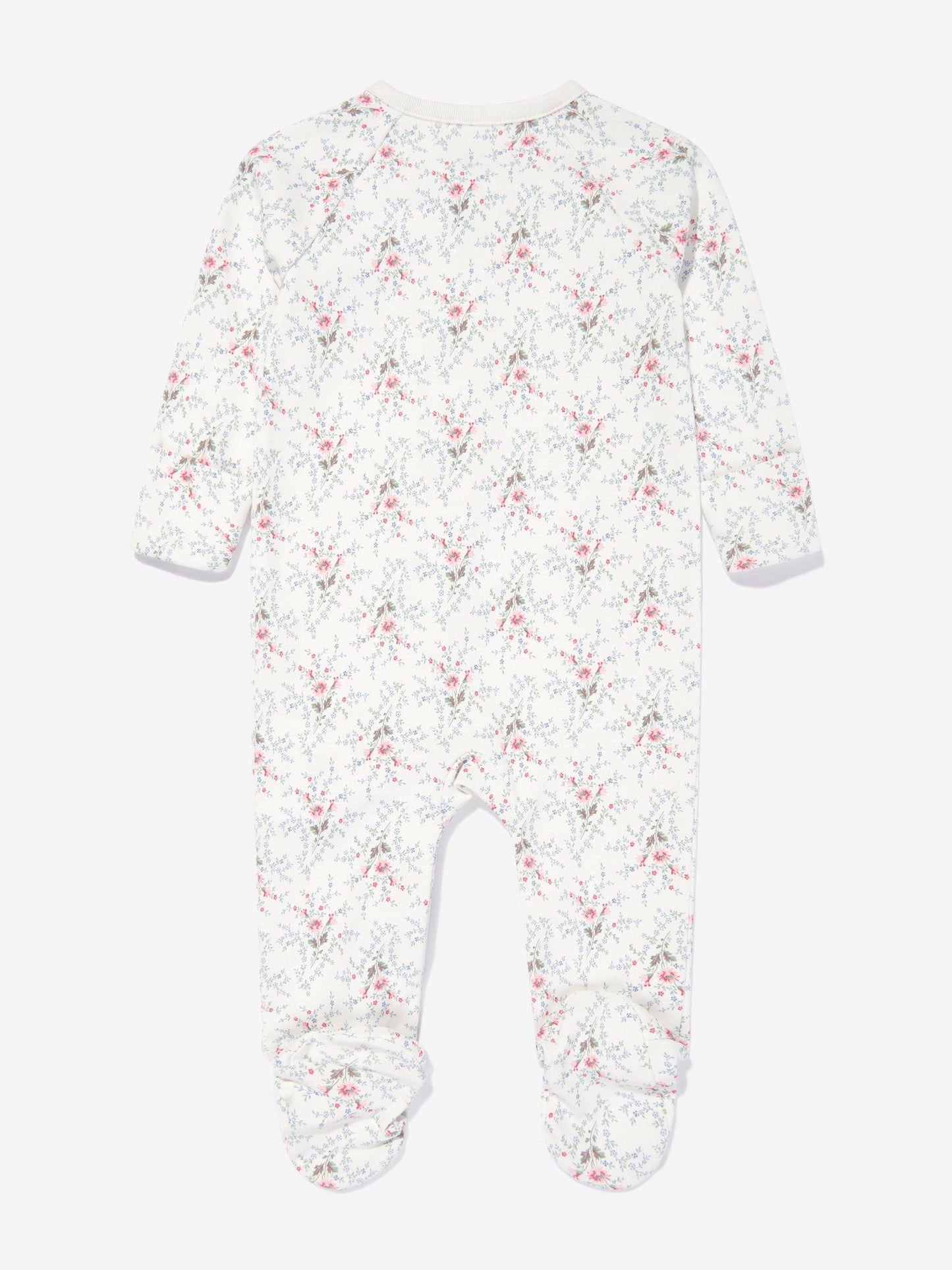 Baby Girls Floral Babygrow and Hat Set in Ivory