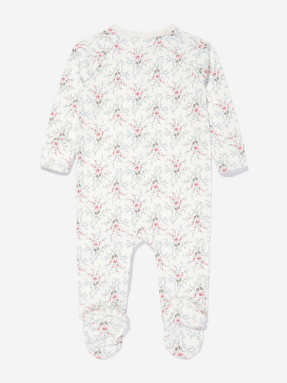 Baby Girls Floral Babygrow and Hat Set in Ivory