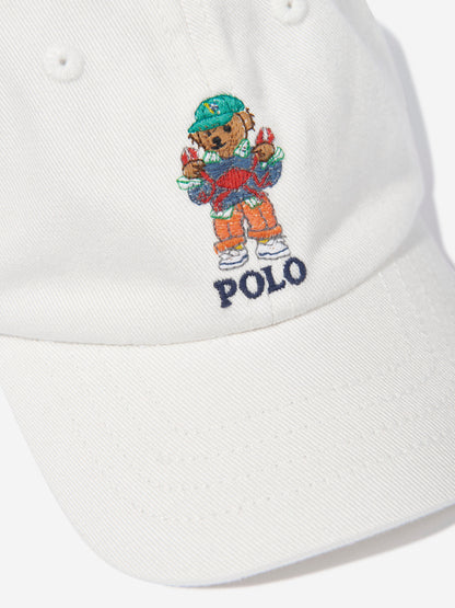 Baby Boys Polo Bear Cap in White