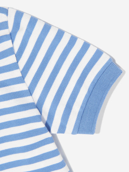 Boys Striped Logo Polo Shirt in Blue