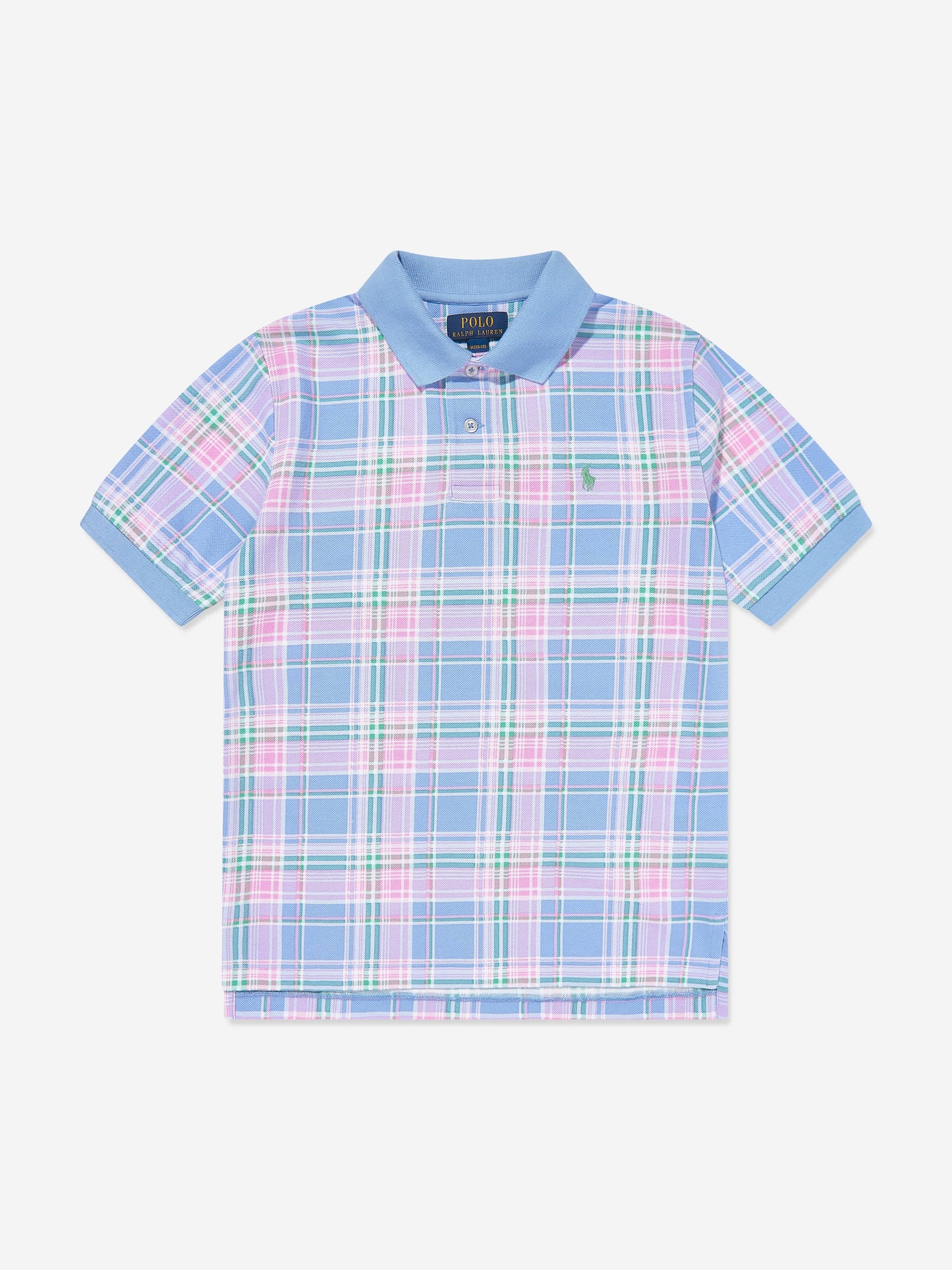 Boys Checked Polo Shirt in Blue