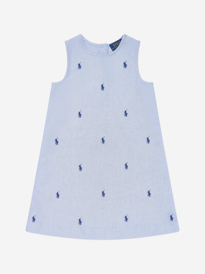 Girls Sleeveless Logo Dress in Blue
