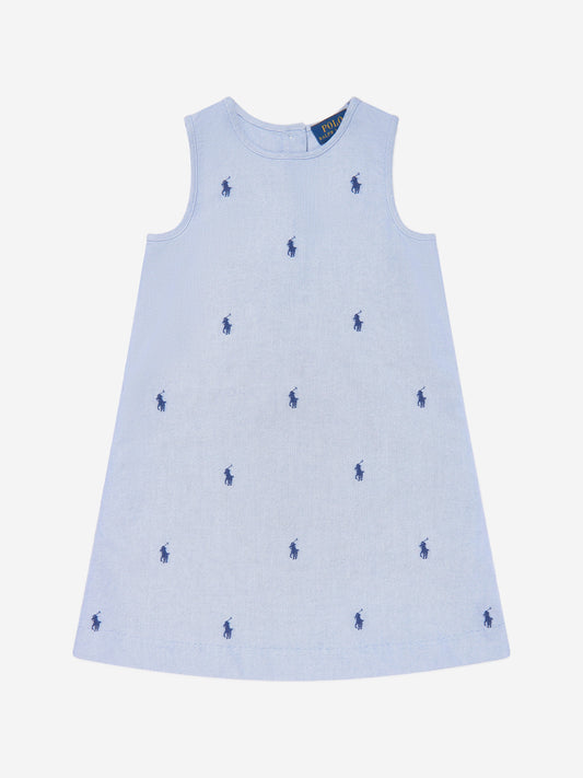 Girls Sleeveless Logo Dress in Blue