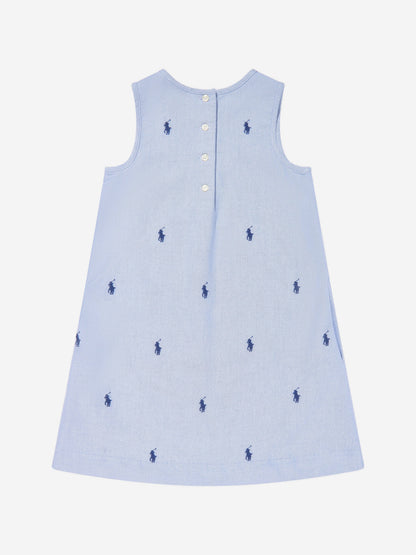 Girls Sleeveless Logo Dress in Blue