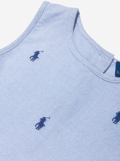 Girls Sleeveless Logo Dress in Blue