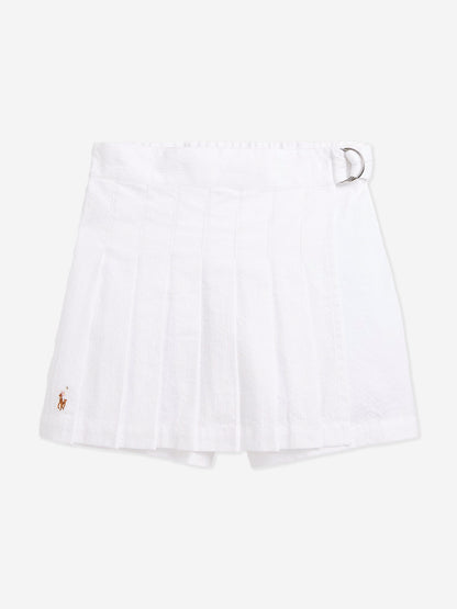 Girls Pleated Skort in White