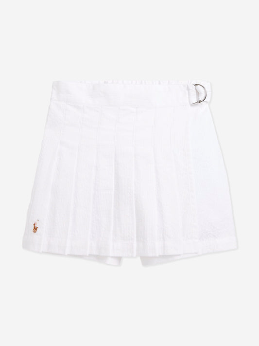 Girls Pleated Skort in White