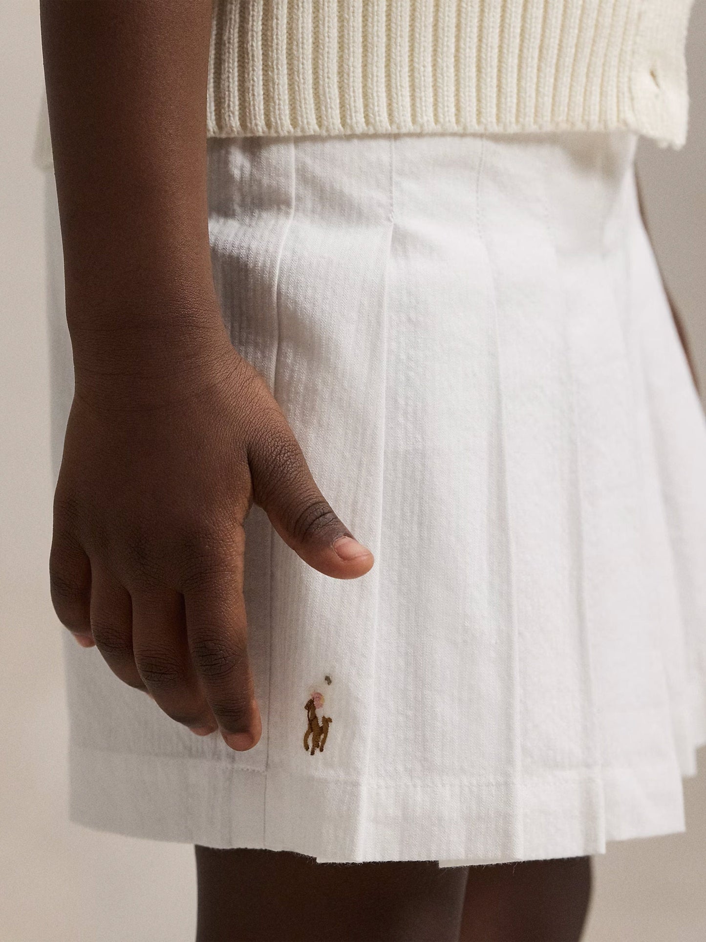 Girls Pleated Skort in White