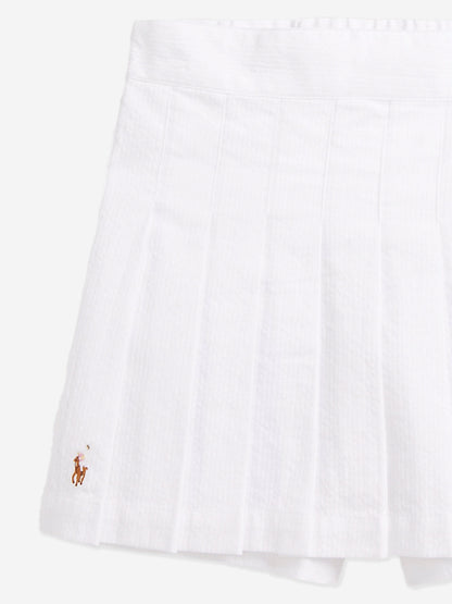 Girls Pleated Skort in White