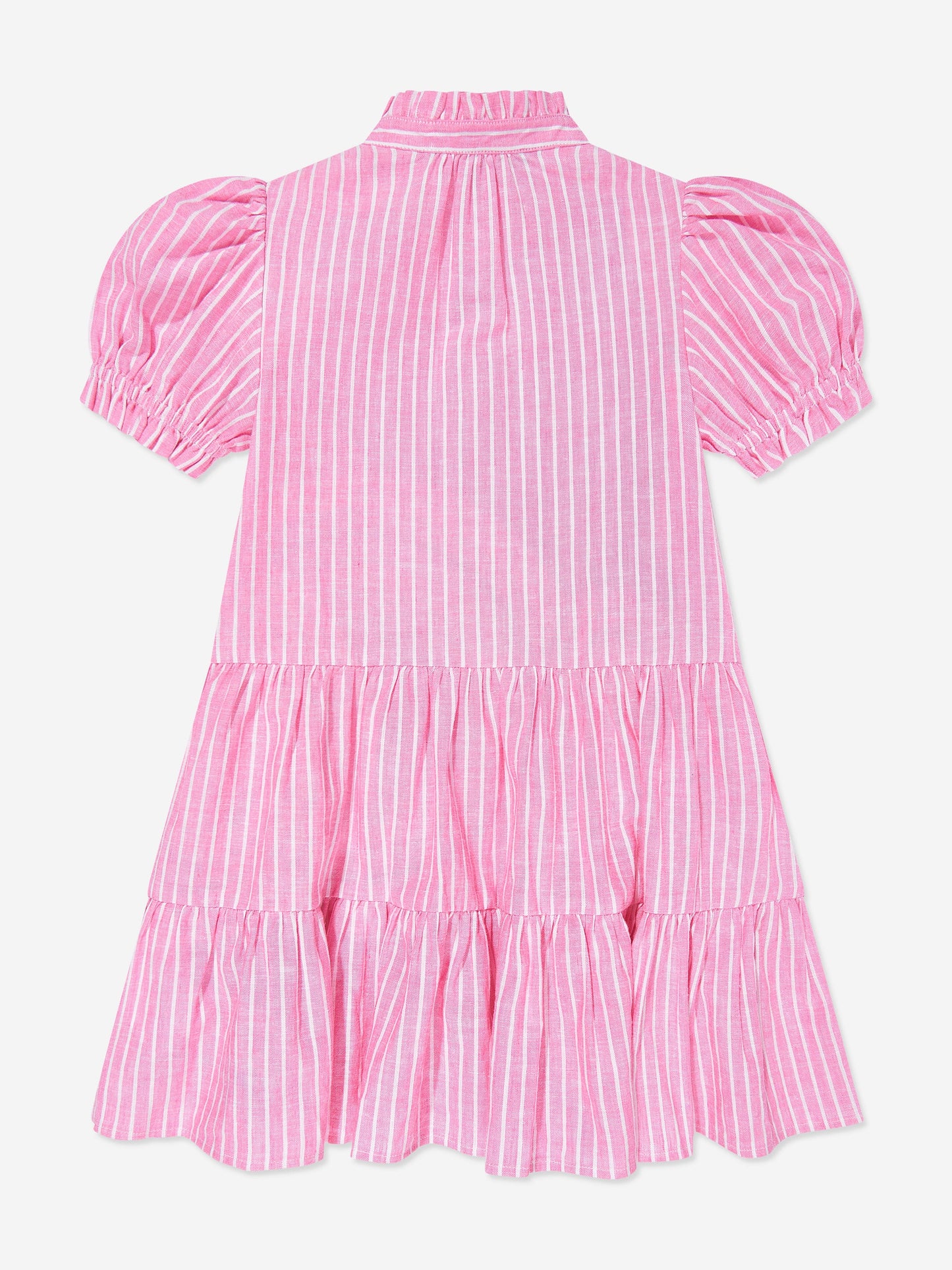Girls Striped Tier Shirt Dress in Pink