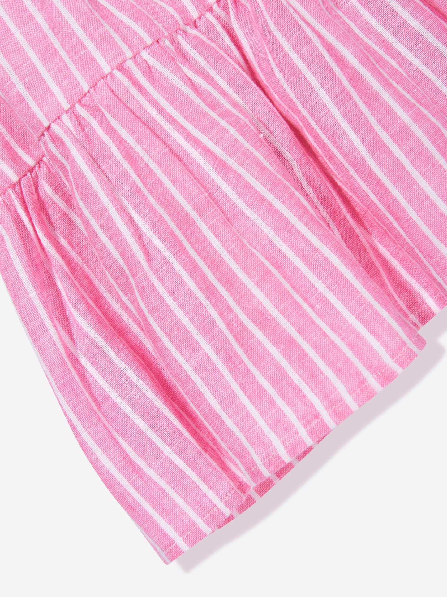 Girls Striped Tier Shirt Dress in Pink