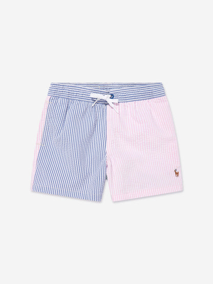 Boys Seersucker Swim Shorts in Multicolour