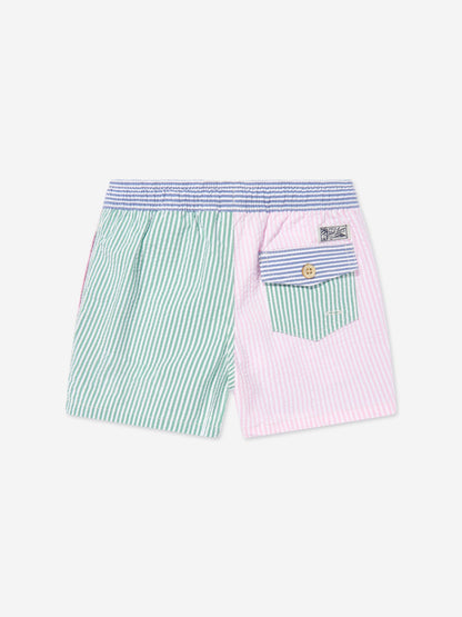 Boys Seersucker Swim Shorts in Multicolour