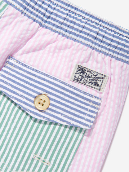 Boys Seersucker Swim Shorts in Multicolour