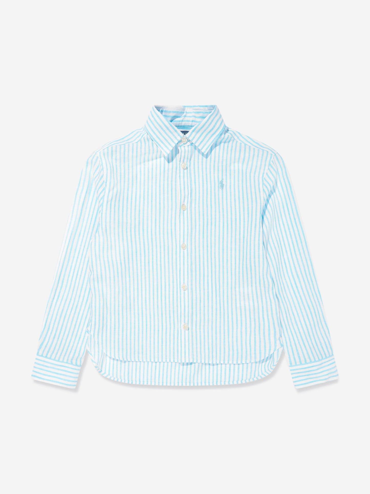 Girls Striped Logo Shirt in Blue