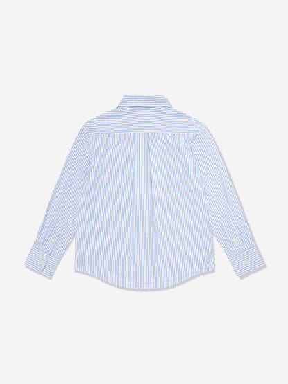 Boys Striped Logo Shirt in Blue