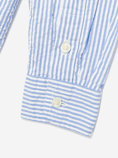 Boys Striped Logo Shirt in Blue